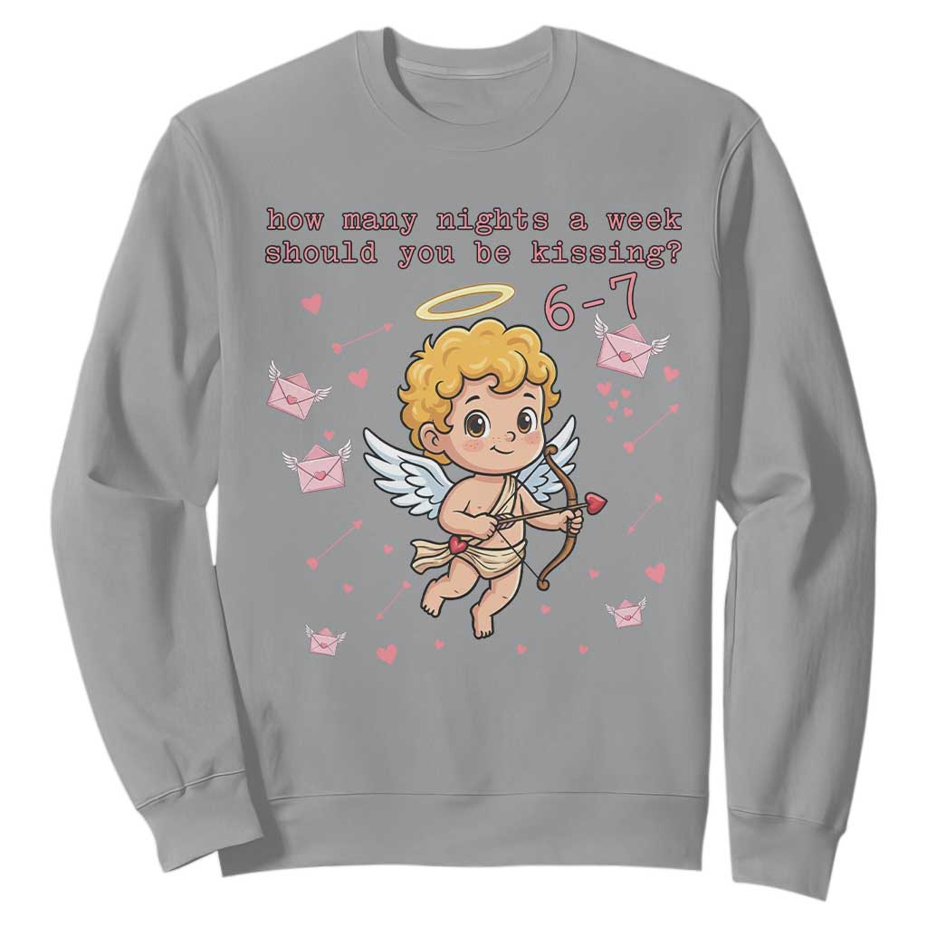 67 Valentine Meme Sweatshirt Funny Six Seven Cupid Saying TS14 Sport Gray Print Your Wear