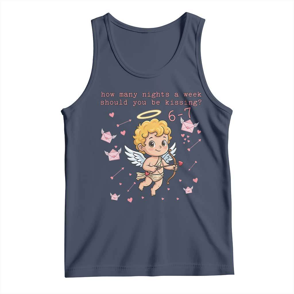 67 Valentine Meme Tank Top Funny Six Seven Cupid Saying TS14 Navy Print Your Wear