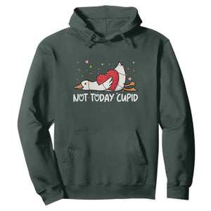 Silly Goose Valentine Hoodie Not Today Cupid TS14 Dark Forest Green Print Your Wear