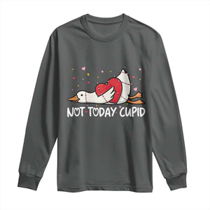 Silly Goose Valentine Long Sleeve Shirt Not Today Cupid TS14 Dark Heather Print Your Wear