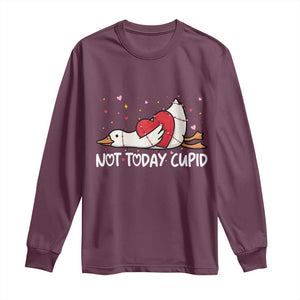 Silly Goose Valentine Long Sleeve Shirt Not Today Cupid TS14 Maroon Print Your Wear