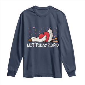 Silly Goose Valentine Long Sleeve Shirt Not Today Cupid TS14 Navy Print Your Wear