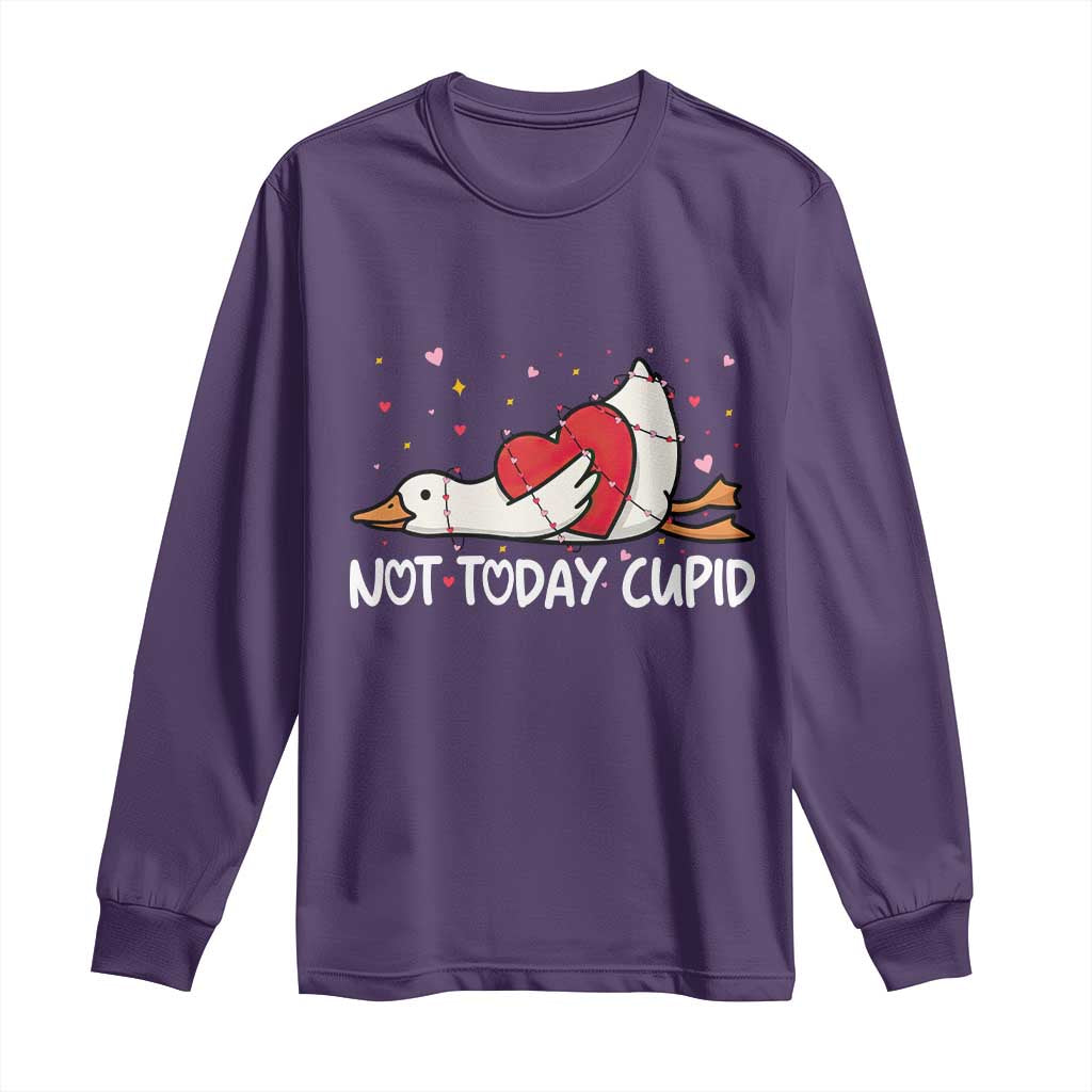 Silly Goose Valentine Long Sleeve Shirt Not Today Cupid TS14 Purple Print Your Wear