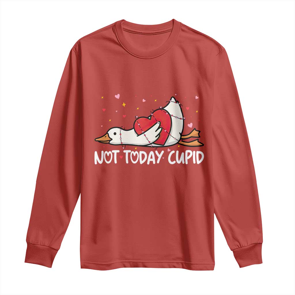 Silly Goose Valentine Long Sleeve Shirt Not Today Cupid TS14 Red Print Your Wear