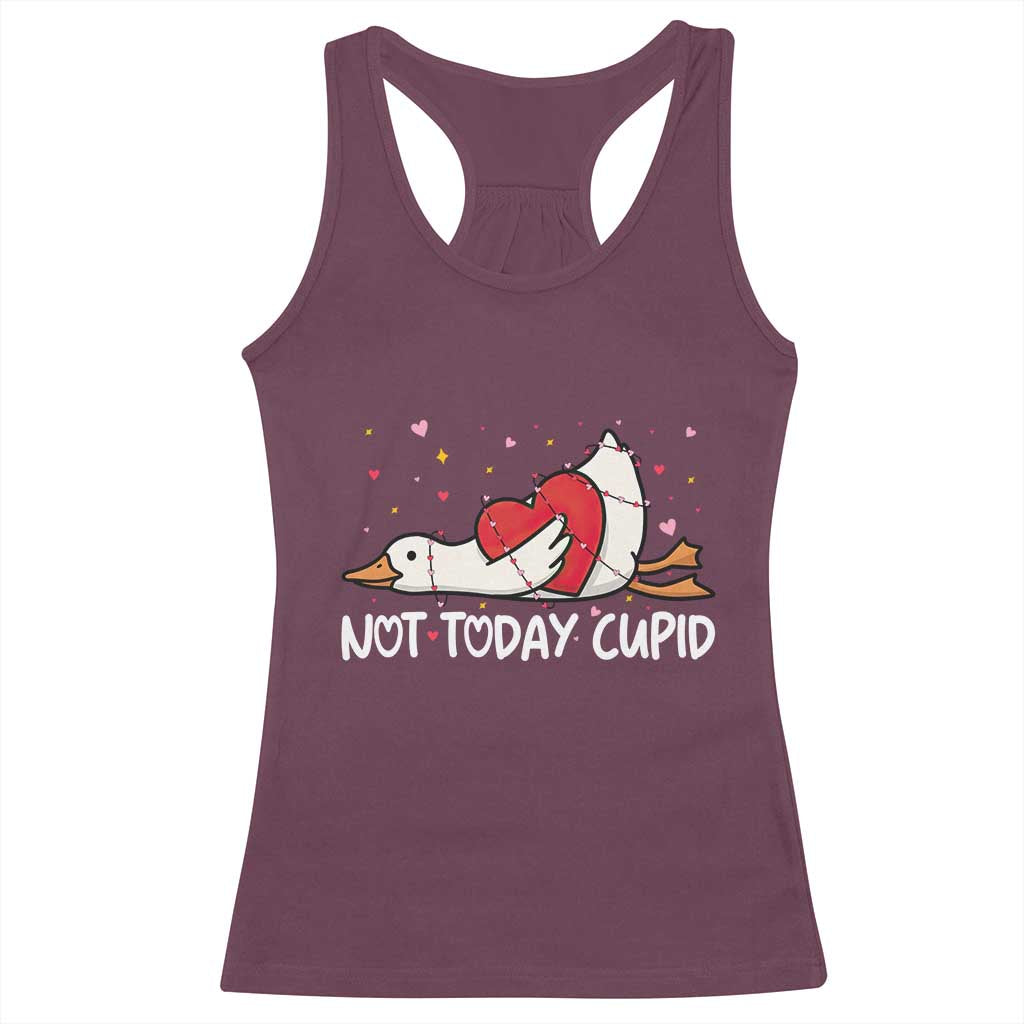 Silly Goose Valentine Racerback Tank Top Not Today Cupid TS14 Maroon Print Your Wear
