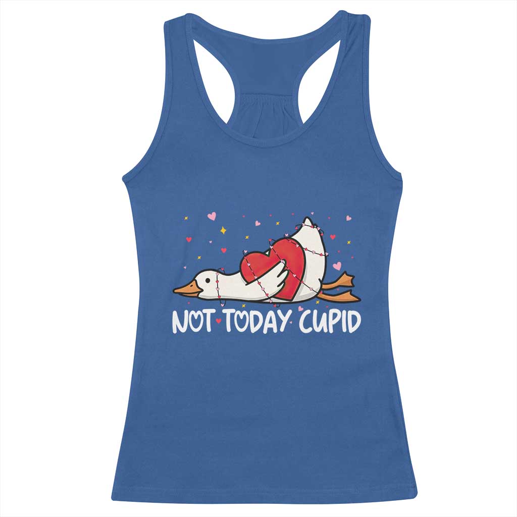 Silly Goose Valentine Racerback Tank Top Not Today Cupid TS14 Royal Blue Print Your Wear