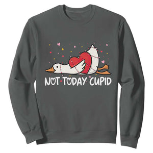 Silly Goose Valentine Sweatshirt Not Today Cupid TS14 Dark Heather Print Your Wear