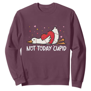 Silly Goose Valentine Sweatshirt Not Today Cupid TS14 Maroon Print Your Wear