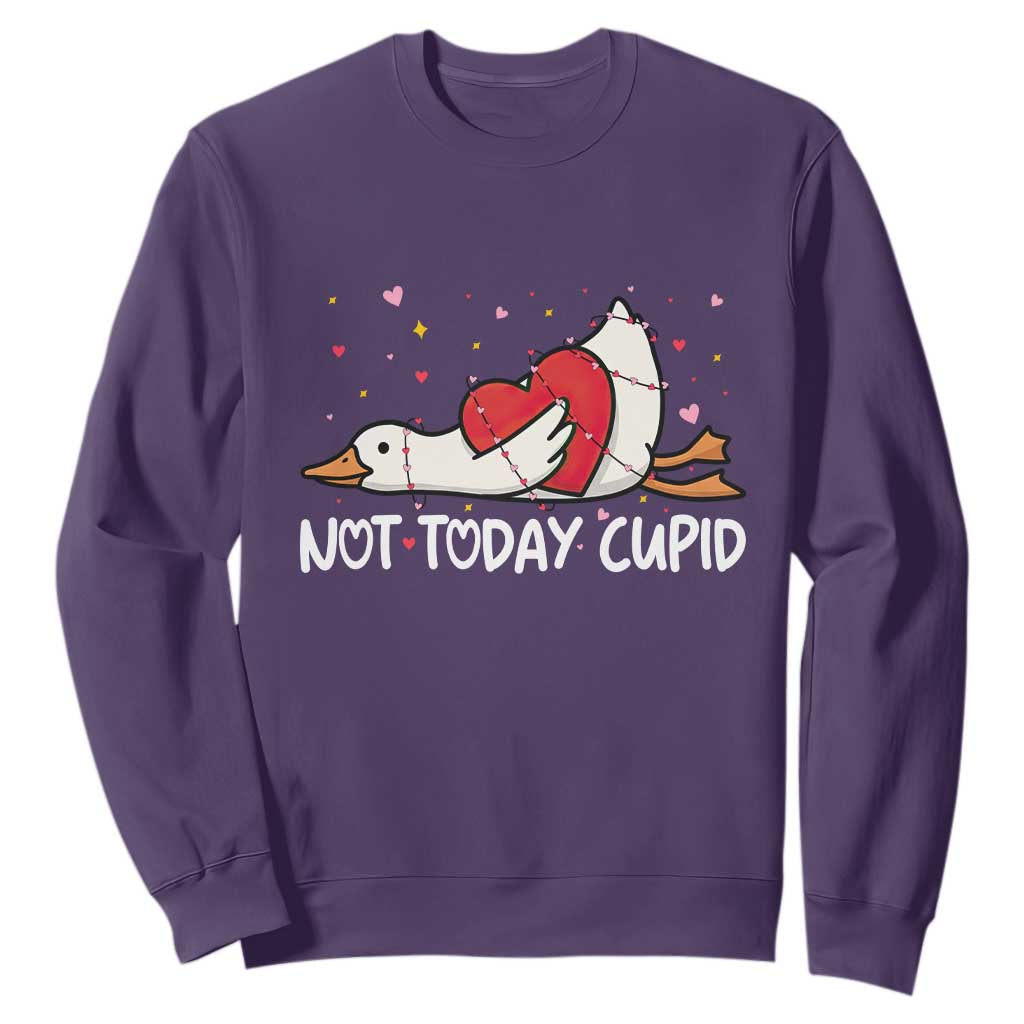 Silly Goose Valentine Sweatshirt Not Today Cupid TS14 Purple Print Your Wear