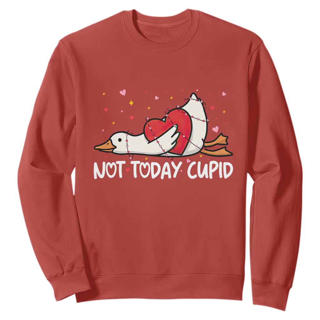Silly Goose Valentine Sweatshirt Not Today Cupid TS14 Red Print Your Wear