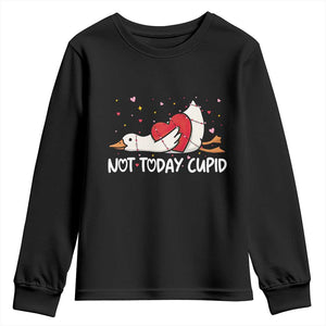 Silly Goose Valentine Youth Sweatshirt Not Today Cupid TS14 Black Print Your Wear