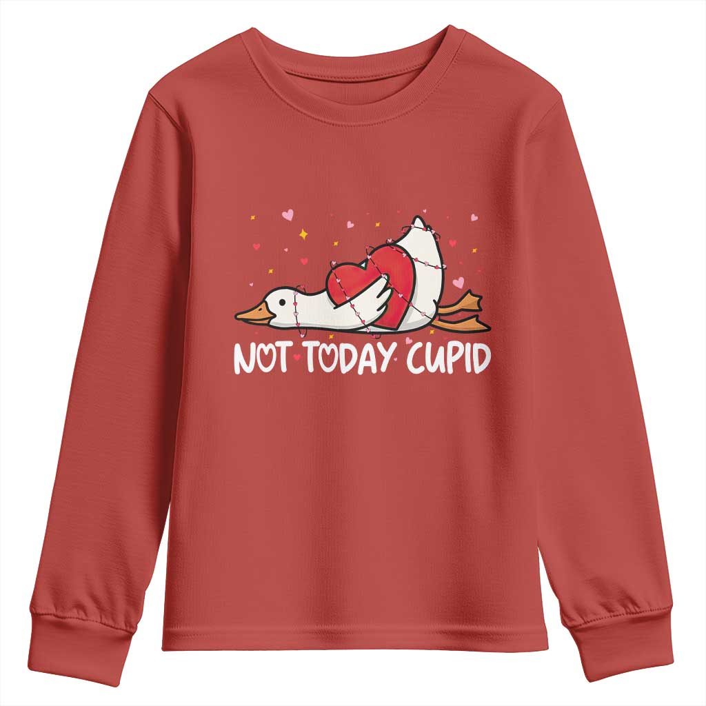 Silly Goose Valentine Youth Sweatshirt Not Today Cupid TS14 Red Print Your Wear