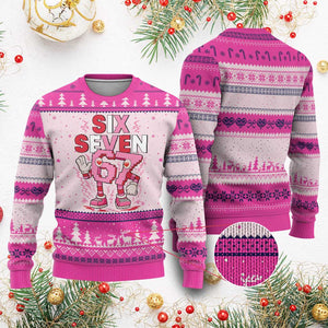 67 Valentines Ugly Christmas Sweater Funny Six Seven Brainrot Meme TS14 Hot Pink Print Your Wear