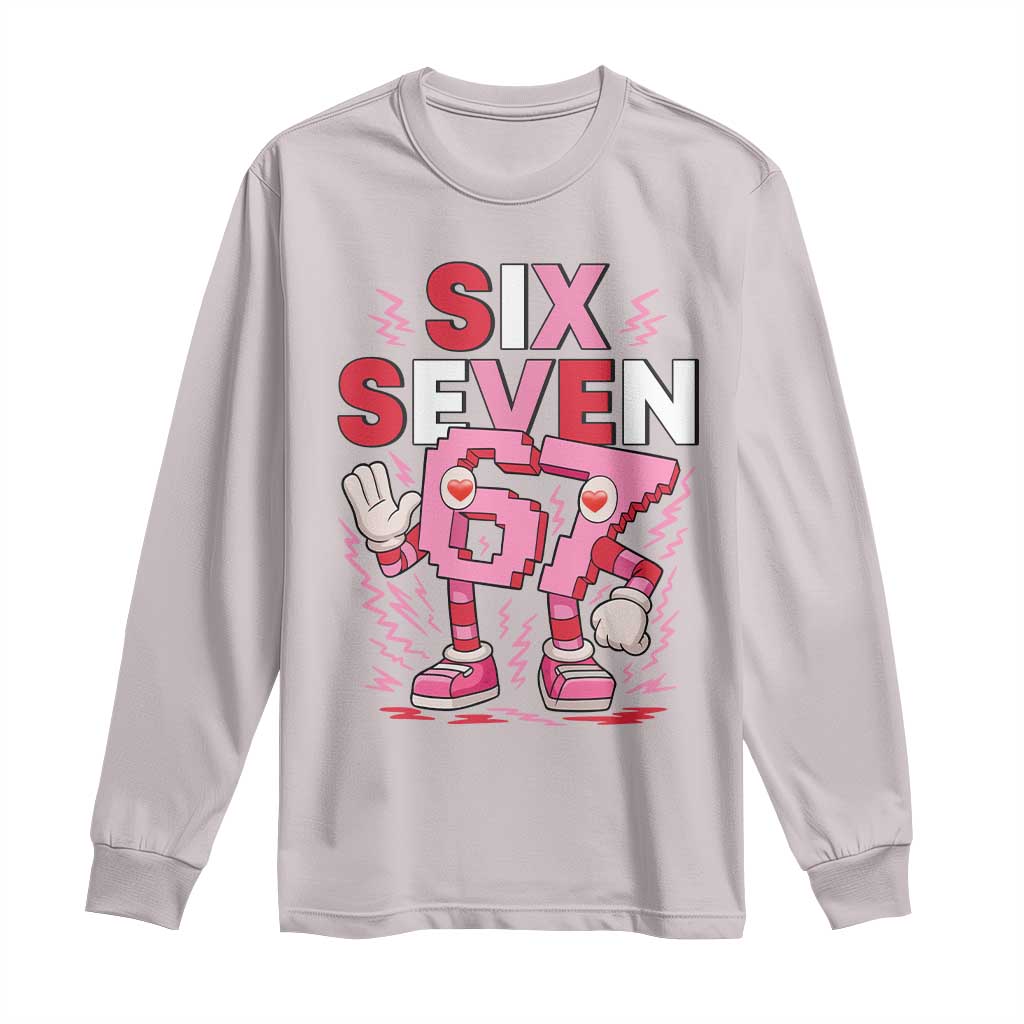 67 Valentines Long Sleeve Shirt Funny Six Seven Brainrot Meme TS14 Ice Gray Print Your Wear