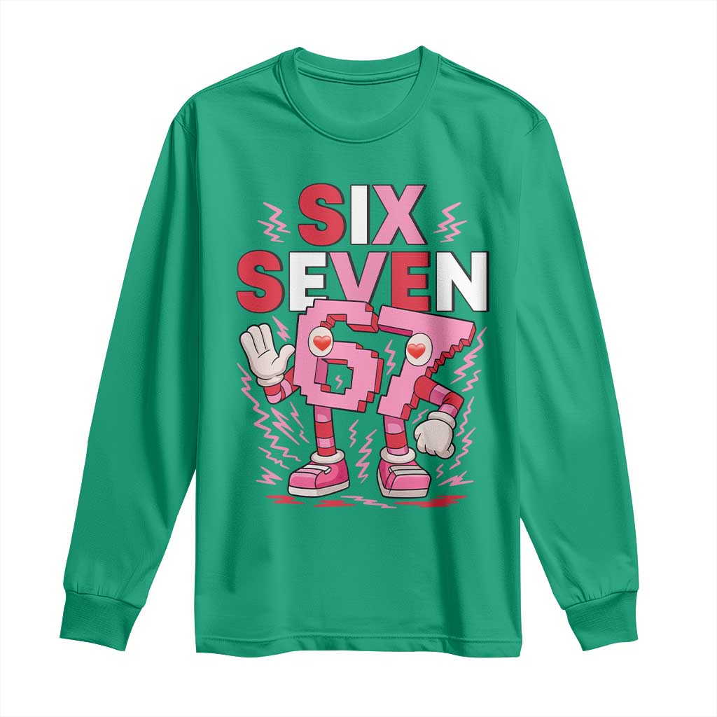 67 Valentines Long Sleeve Shirt Funny Six Seven Brainrot Meme TS14 Irish Green Print Your Wear