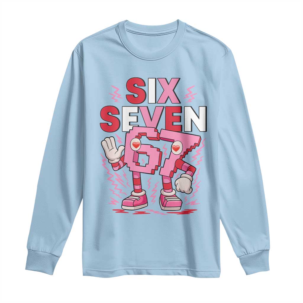 67 Valentines Long Sleeve Shirt Funny Six Seven Brainrot Meme TS14 Light Blue Print Your Wear