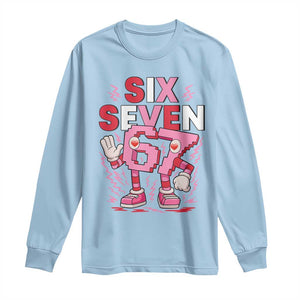 67 Valentines Long Sleeve Shirt Funny Six Seven Brainrot Meme TS14 Light Blue Print Your Wear