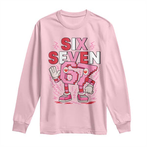 67 Valentines Long Sleeve Shirt Funny Six Seven Brainrot Meme TS14 Light Pink Print Your Wear