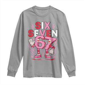 67 Valentines Long Sleeve Shirt Funny Six Seven Brainrot Meme TS14 Sport Gray Print Your Wear