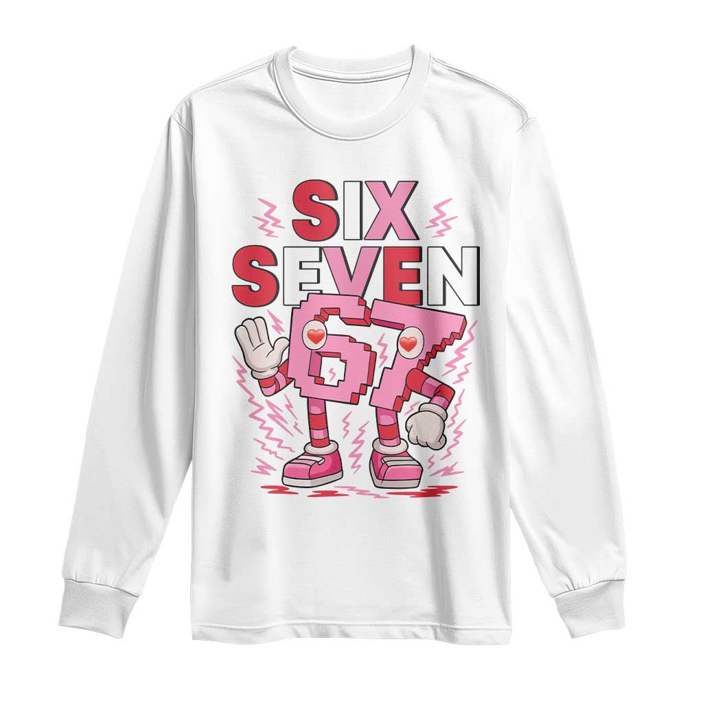 67 Valentines Long Sleeve Shirt Funny Six Seven Brainrot Meme TS14 White Print Your Wear
