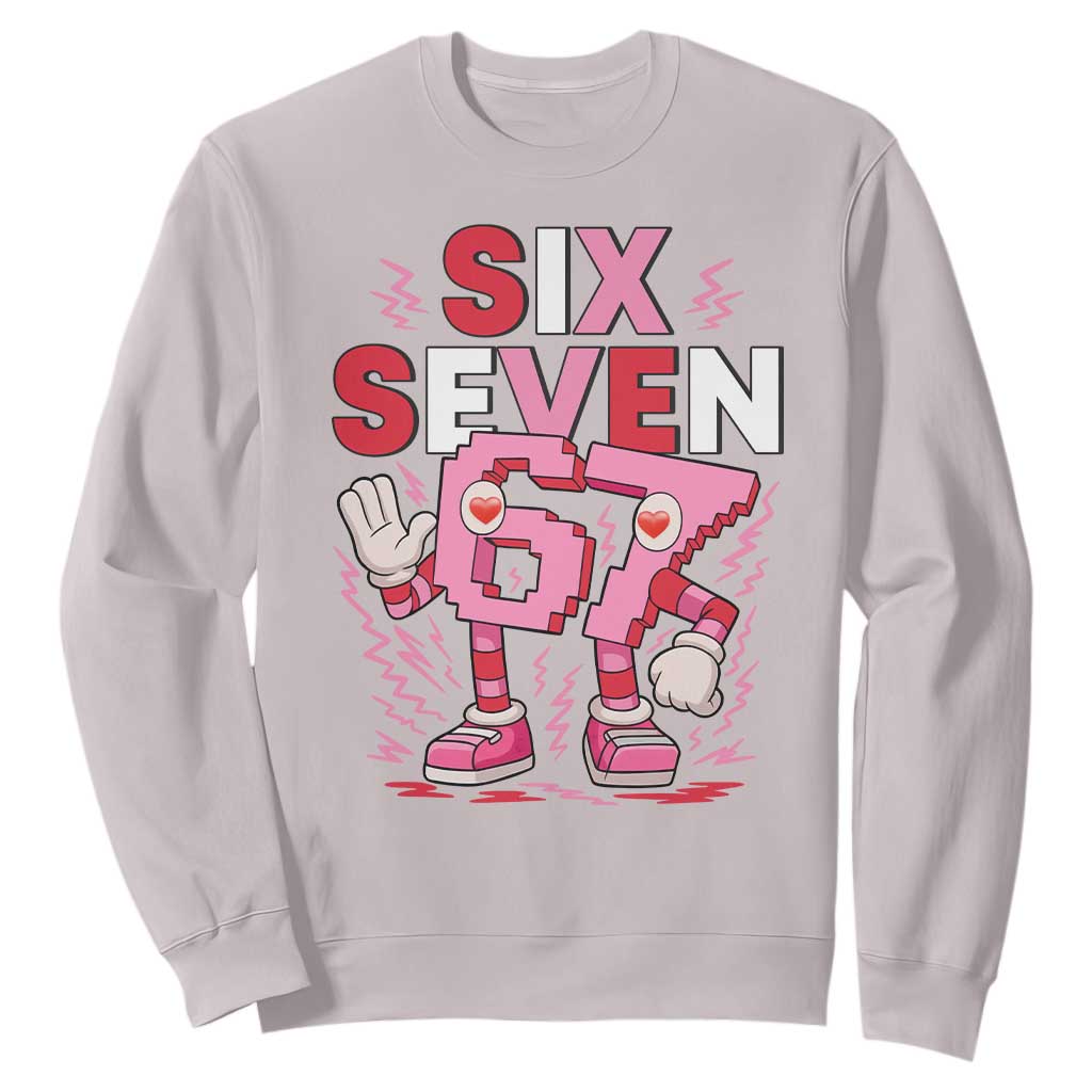 67 Valentines Sweatshirt Funny Six Seven Brainrot Meme TS14 Ice Gray Print Your Wear