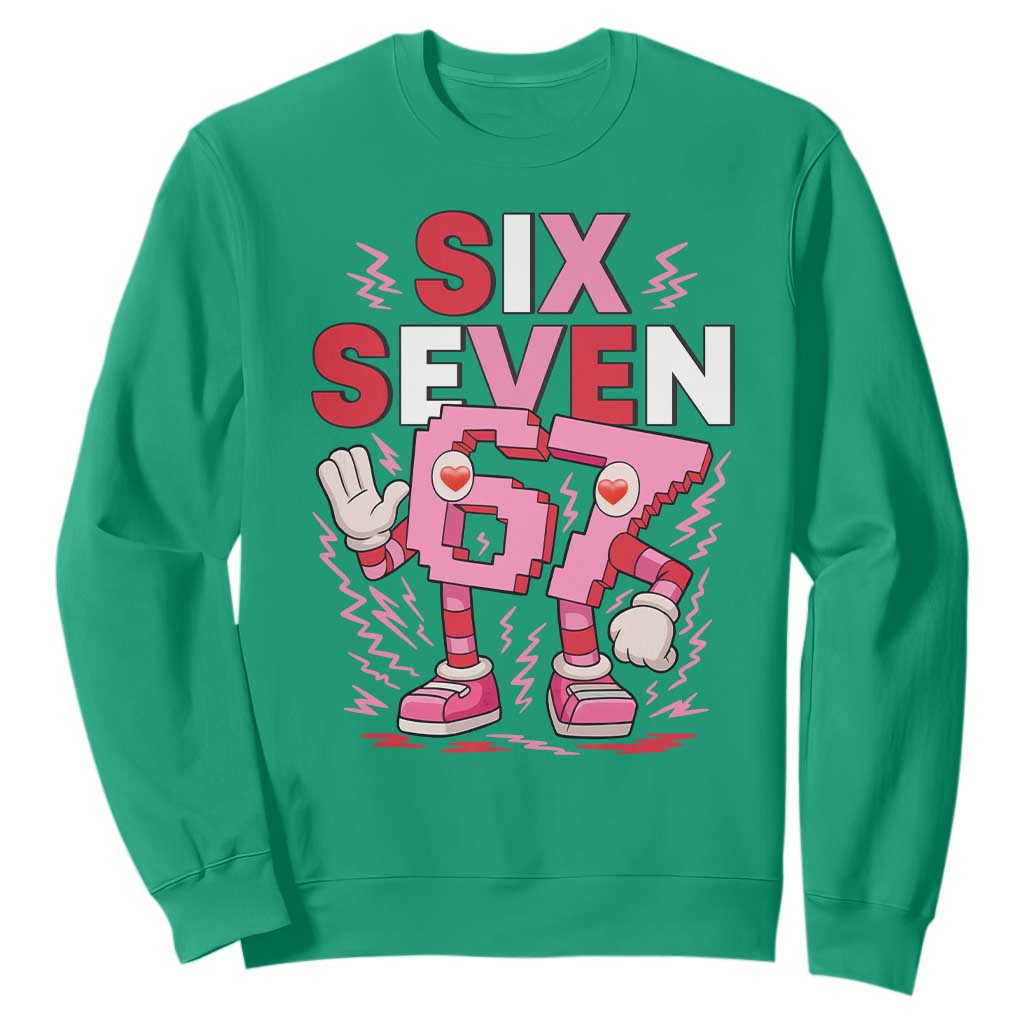 67 Valentines Sweatshirt Funny Six Seven Brainrot Meme TS14 Irish Green Print Your Wear