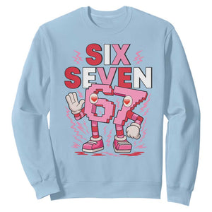 67 Valentines Sweatshirt Funny Six Seven Brainrot Meme TS14 Light Blue Print Your Wear