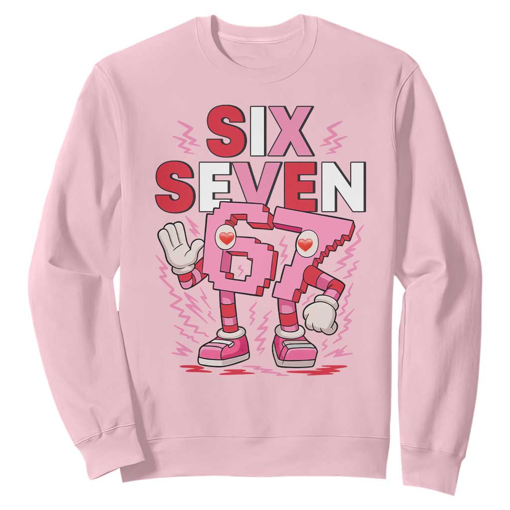 67 Valentines Sweatshirt Funny Six Seven Brainrot Meme TS14 Light Pink Print Your Wear