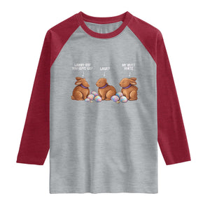 Funny Easter Bunny Raglan Shirt Where Did You Guys Go Chocolate TS14 Heather Gray Heather Red Print Your Wear