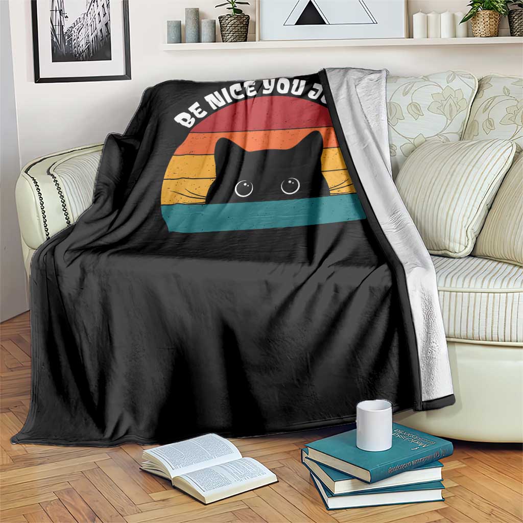 Be Nice You Jerk Throw Blanket Funny Cat Sarcastic Quote TS14 Print Your Wear