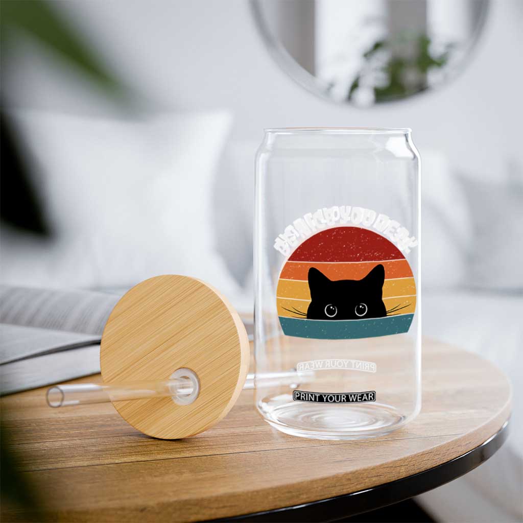 Be Nice You Jerk Glass Can Funny Cat Sarcastic Quote TS14 Print Your Wear