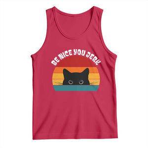 Be Nice You Jerk Tank Top Funny Cat Sarcastic Quote TS14 Red Print Your Wear