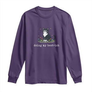 Doing My Best-ish Long Sleeve Shirt Funny Cat Sarcastic Joke TS14 Purple Print Your Wear