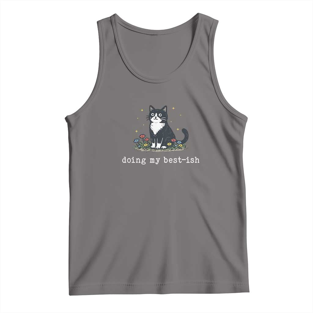 Doing My Best-ish Tank Top Funny Cat Sarcastic Joke TS14 Deep Heather Print Your Wear