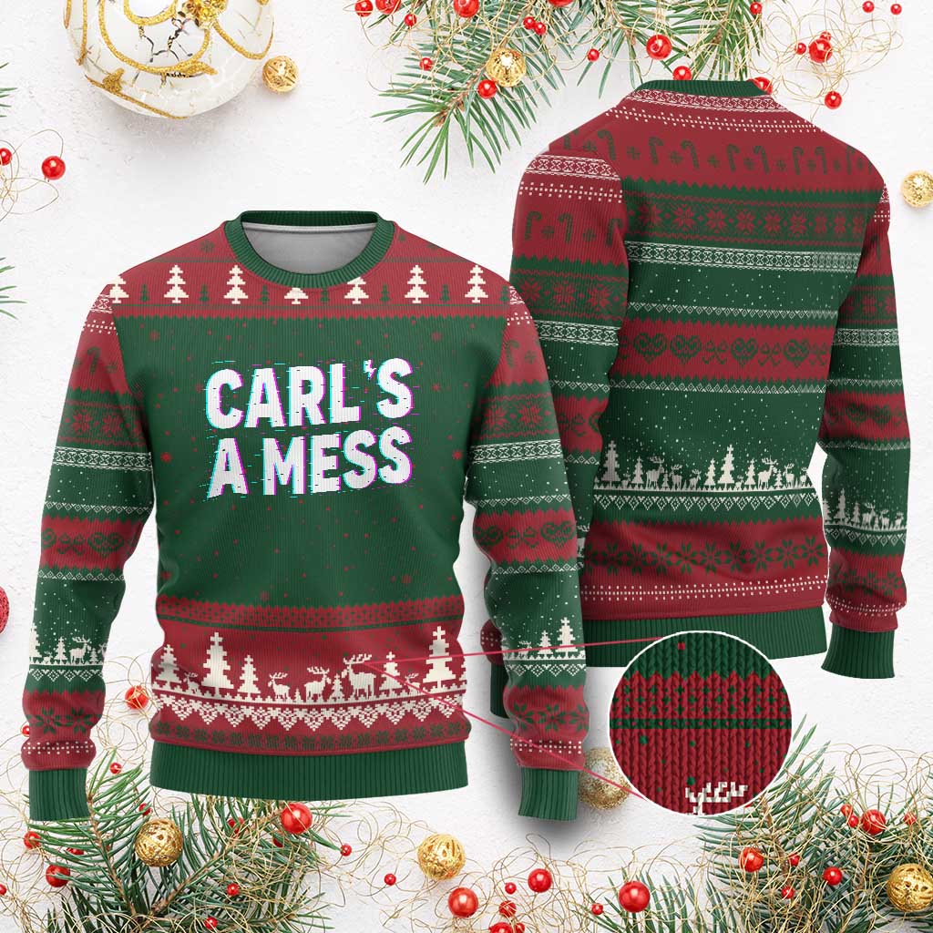 Carl's a Mess Ugly Christmas Sweater Funny Reality TV TS14 Red Green Print Your Wear