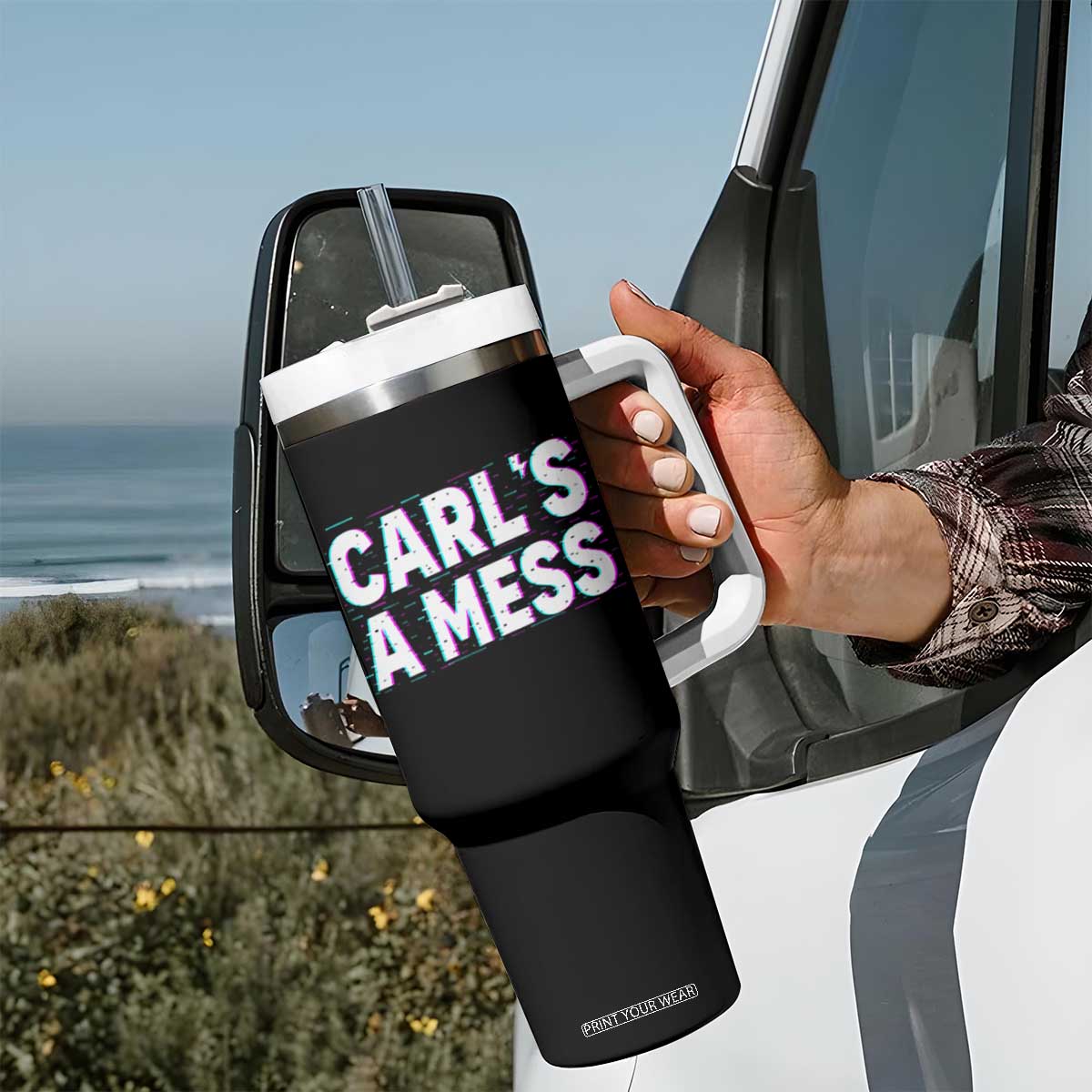 Carl's a Mess Tumbler With Handle Funny Reality TV TS14 Print Your Wear