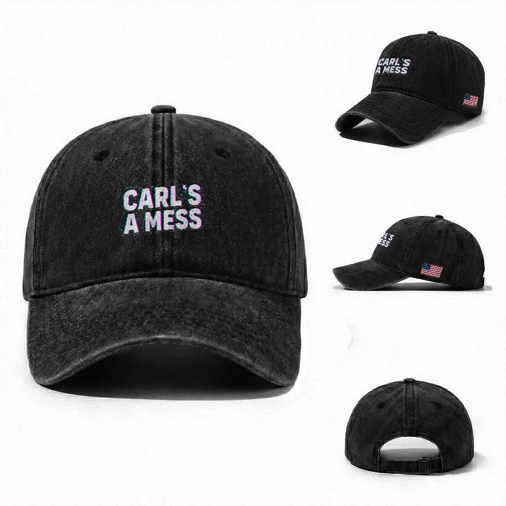 Carl's a Mess Washed Cotton Baseball Cap Funny Reality TV TS14 Washed Cap Universal Fit Black Print Your Wear