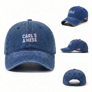Carl's a Mess Washed Cotton Baseball Cap Funny Reality TV TS14 Washed Cap Universal Fit Royal Blue Print Your Wear