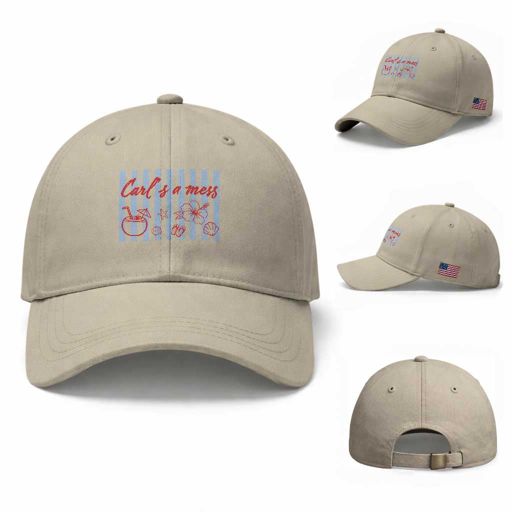 Carl's a Mess Baseball Cap Viral Sarcastic Reality TV TS14 Baseball Cap Universal Fit Beige Print Your Wear