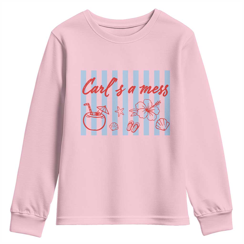 Carl's a Mess Youth Sweatshirt Viral Sarcastic Reality TV TS14 Light Pink Print Your Wear