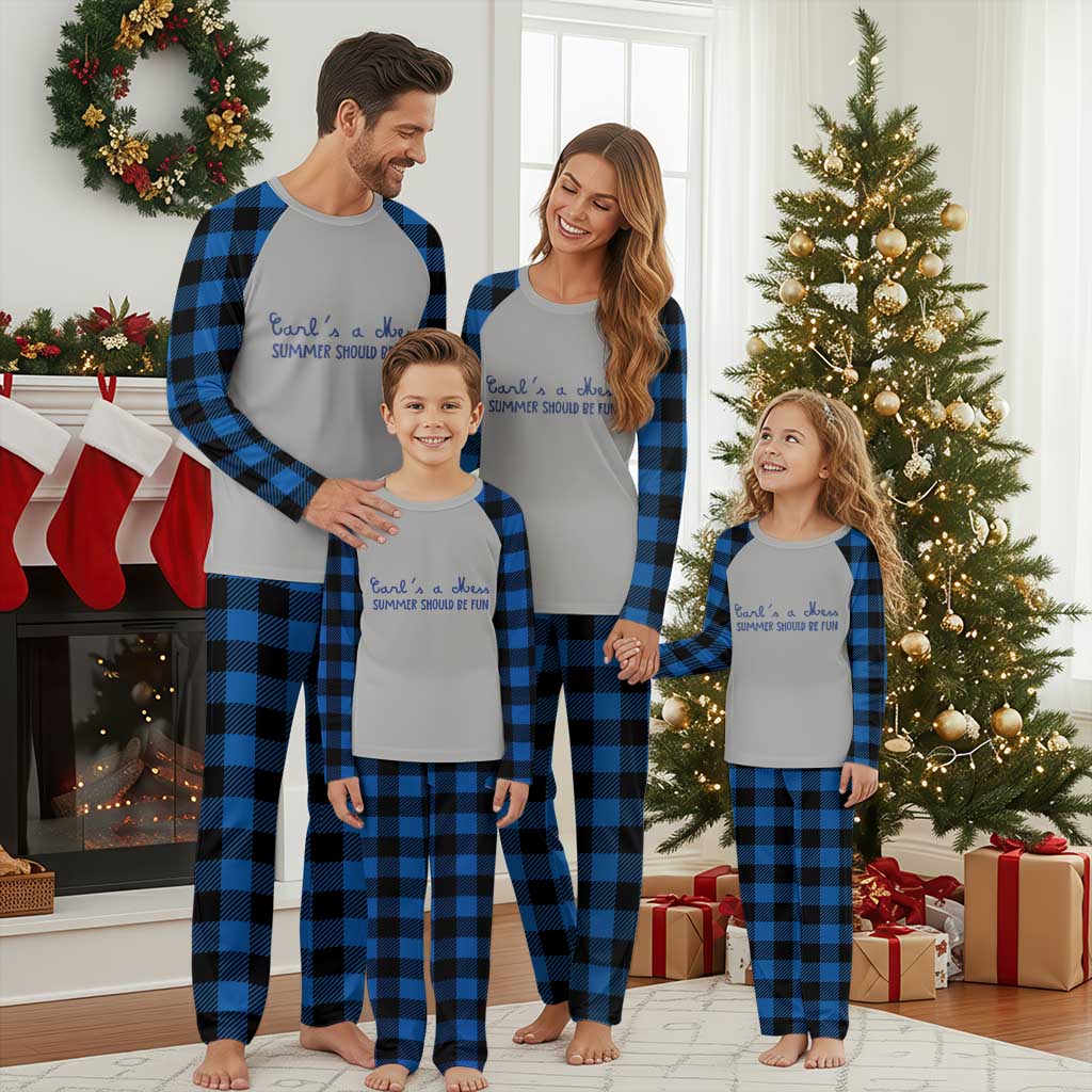 Summer Should be Fun Plaid Pajama Set Funny Reality TV Carl's a Mess Meme TS14 Blue Plaid Print Your Wear