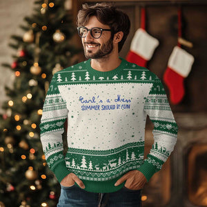 Summer Should be Fun Ugly Christmas Sweater Funny Reality TV Carl's a Mess Meme TS14 Beige Green Print Your Wear
