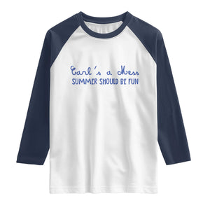 Summer Should be Fun Raglan Shirt Funny Reality TV Carl's a Mess Meme TS14 White Navy Print Your Wear