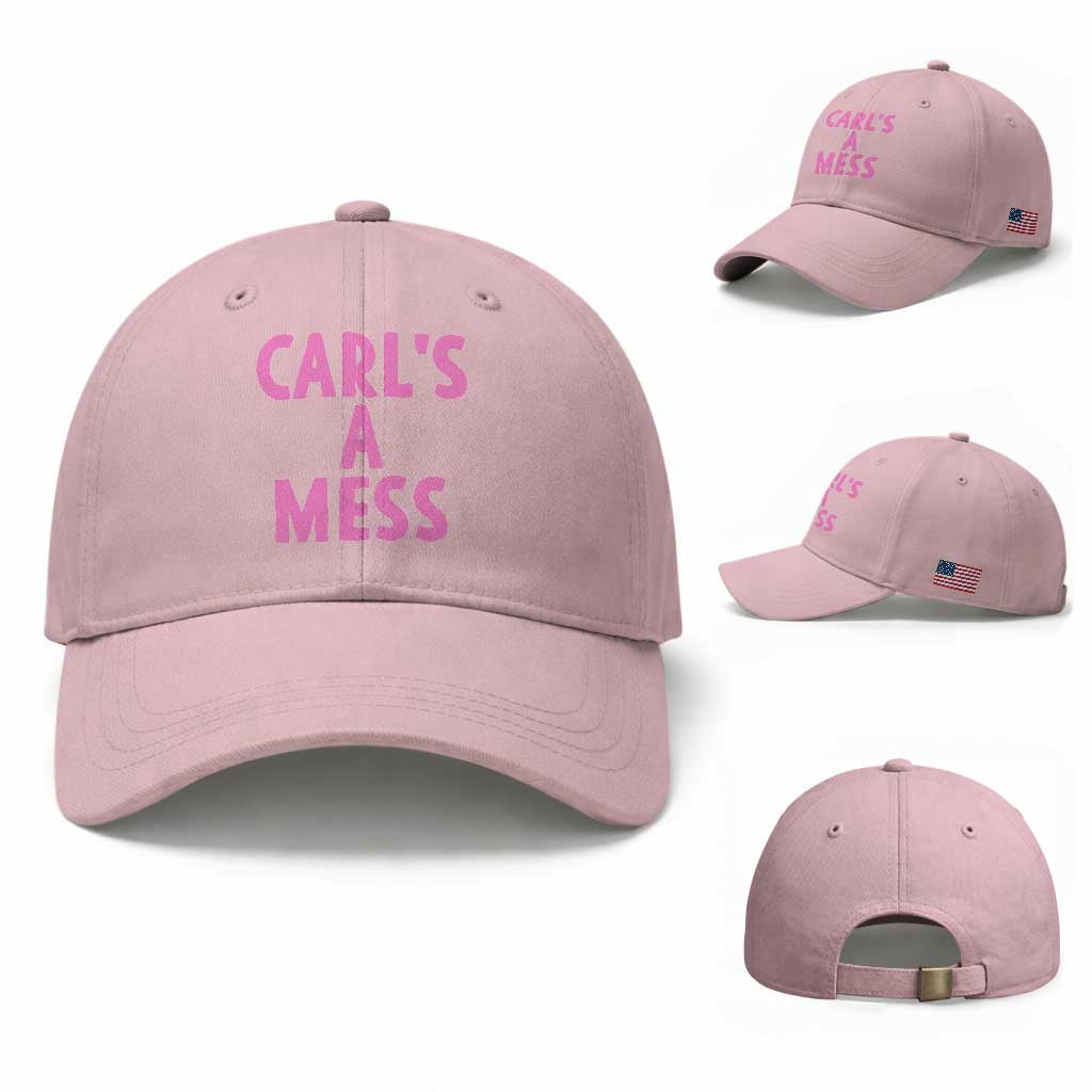 Carl's a Mess Baseball Cap Viral Reality TV Quote Meme TS14 Baseball Cap Universal Fit Light Pink Print Your Wear