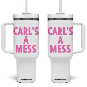 Carl's a Mess Tumbler With Handle Viral Reality TV Quote Meme TS14 One Size: 40 oz White Print Your Wear