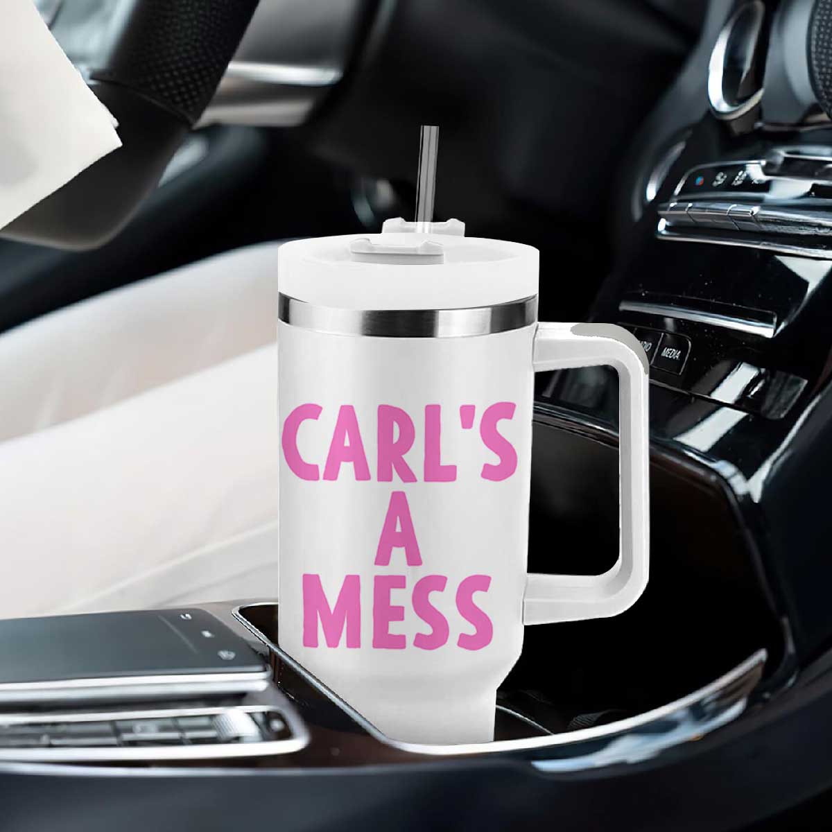 Carl's a Mess Tumbler With Handle Viral Reality TV Quote Meme TS14 Print Your Wear