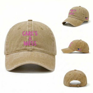 Carl's a Mess Washed Cotton Baseball Cap Viral Reality TV Quote Meme TS14 Washed Cap Universal Fit Khaki Print Your Wear