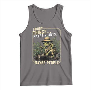I Bury Things Maybe Plants Maybe People Tank Top Funny Sarcastic Frog Garden Lover TS14 Deep Heather Print Your Wear