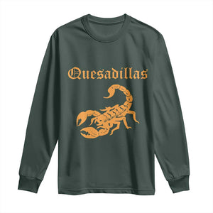 Quesadillas Scorpion Long Sleeve Shirt Burnt Orange Southwestern TS14 Dark Forest Green Print Your Wear