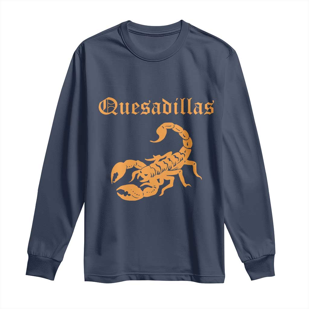 Quesadillas Scorpion Long Sleeve Shirt Burnt Orange Southwestern TS14 Navy Print Your Wear